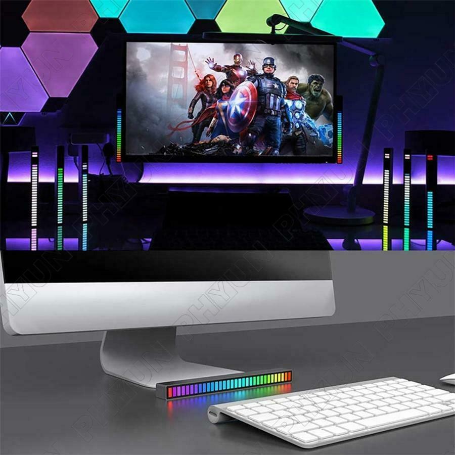 32 LED RGB Car Sound Control Voice-Activated Music Rhythm Ambient Light 18 Color