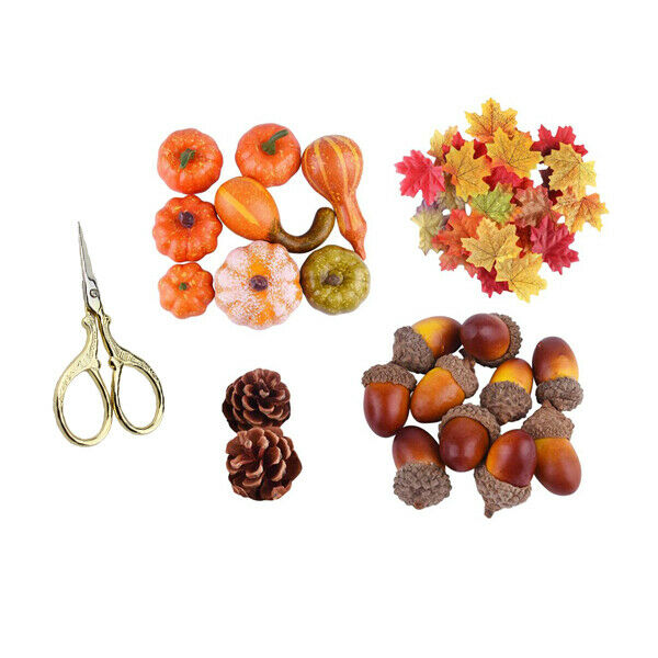 Artificial Pumpkin Autumn Fall Leaves Wall Decor Thanksgiving with Scissors
