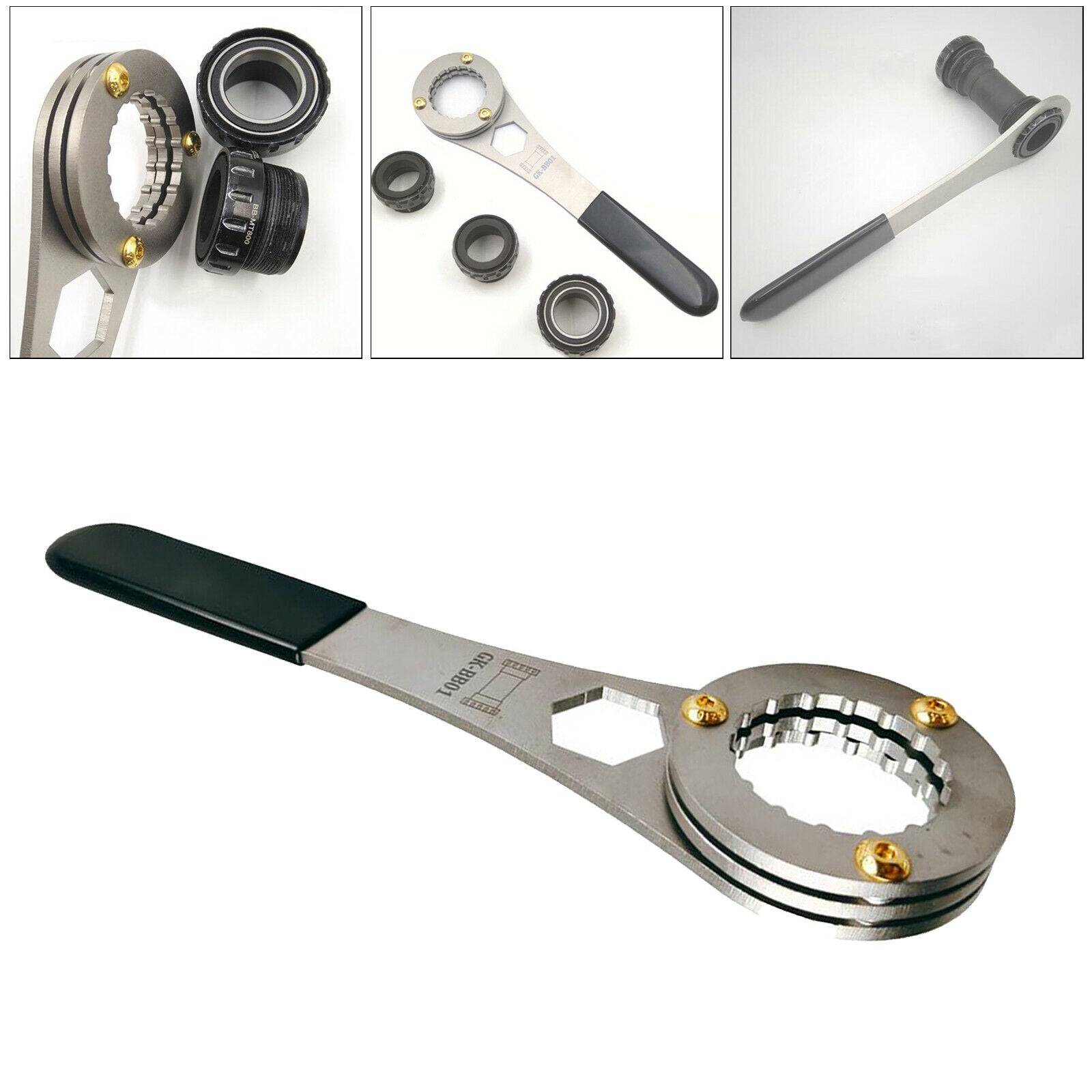 Portable Bike Bottom Bracket Wrench Triple Head Integrated BB Tool Remover
