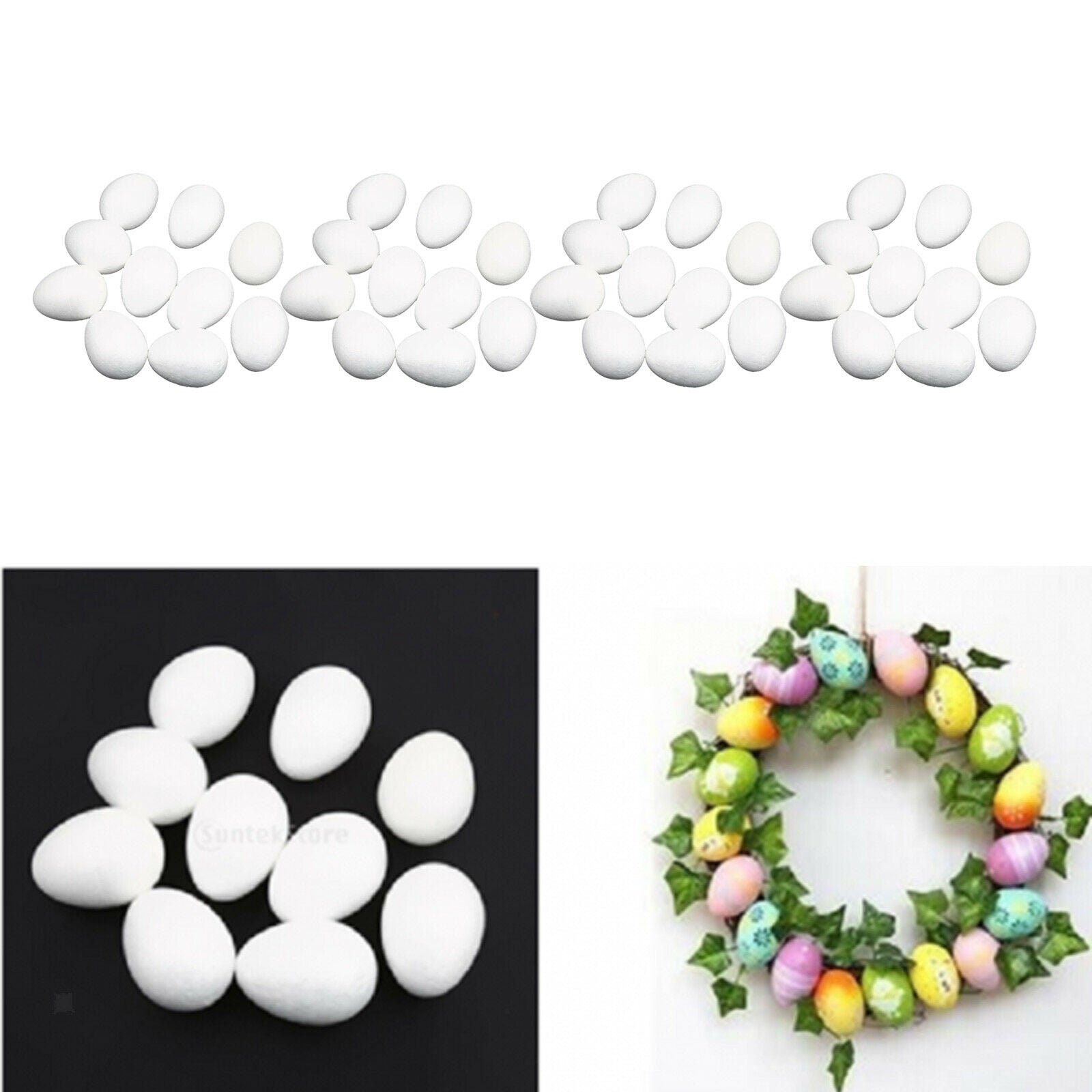 40x White Modelling Craft Polystyrene Foam Eggs Christmas Ball DIY Supply Crafts