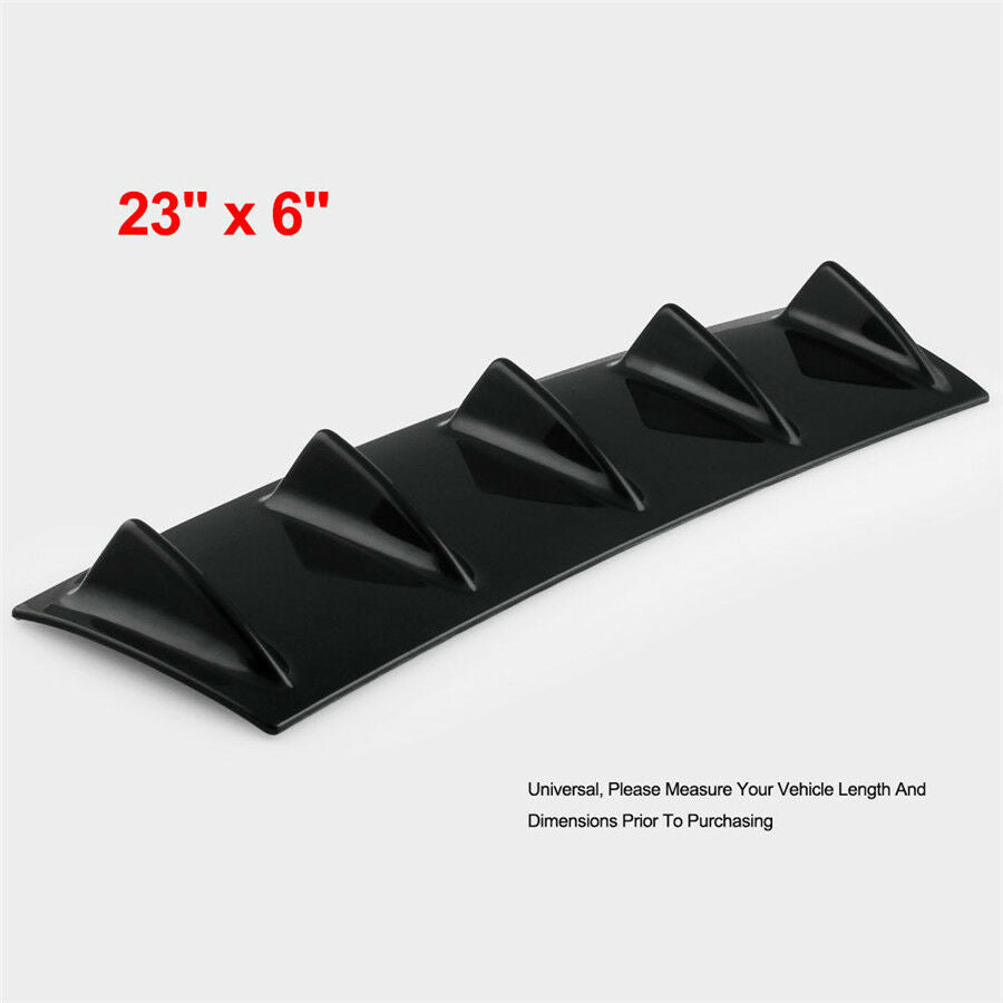 23''x 6'' ABS Gloss Black Car Rear Body Bumper Lip Diffuser 5 Shark Fins Spoiler