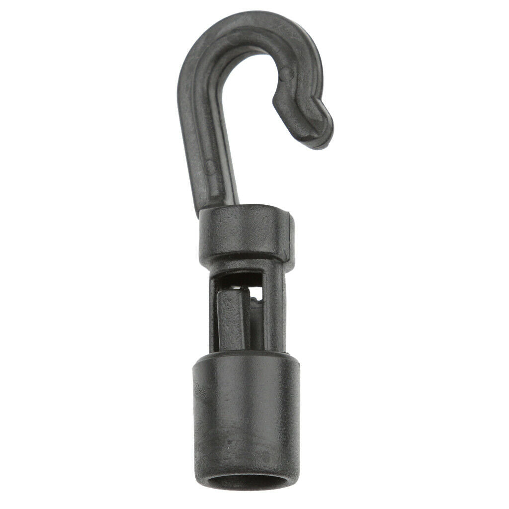 10pcs Black J Shape Bungee Hooks Cord Snaps Accessory for Boat Kayak Canoe