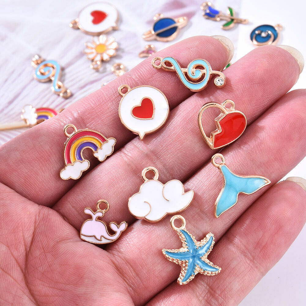 20Pcs/Set DIY Mixed Enamel Random Color Alloy Pendant Charms Jewelry Accessory