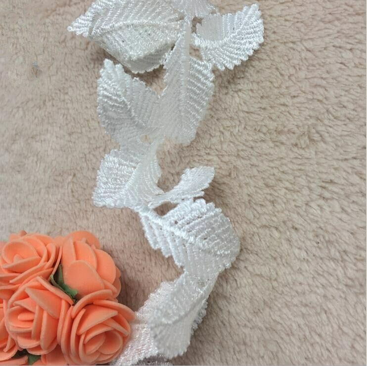 5 Yards White Leaves lace Wedding Dresses decoration DIY sewing accessories