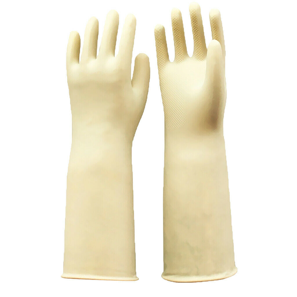 2 Pairs White Latex Gloves Gauntlets Long Sleeve Industrial Rubber 60cm 24