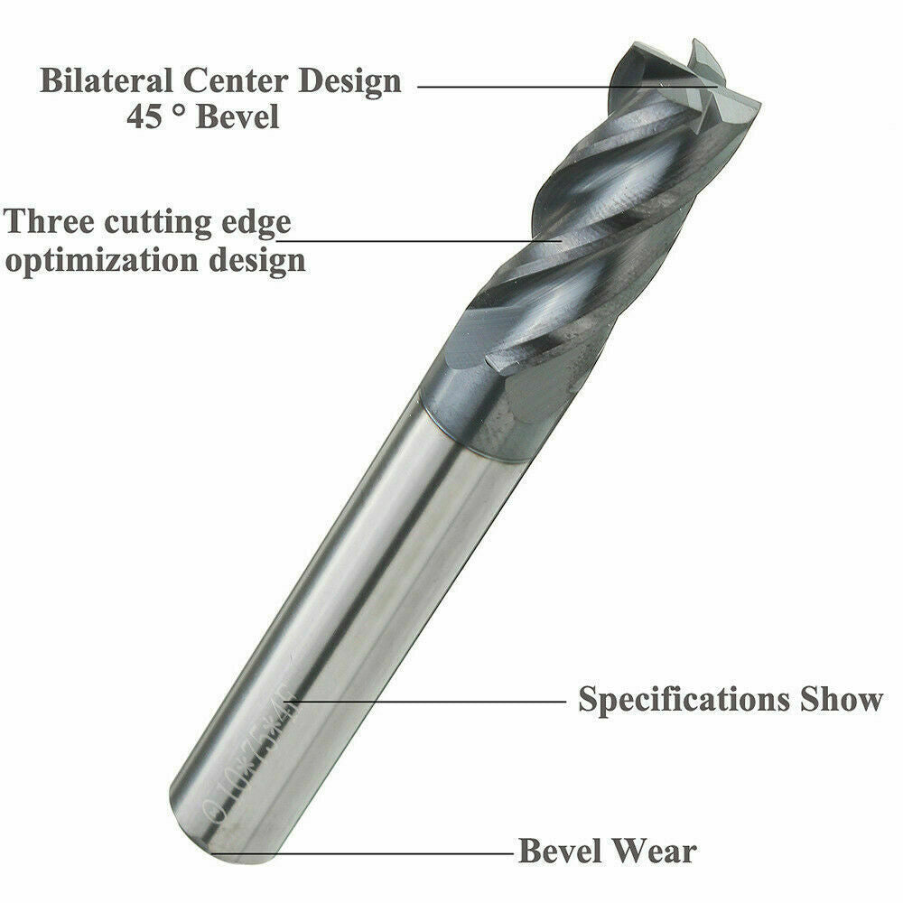 8pcs 2-12mm 4 Flutes Carbide End Mill Set Tungsten Steel Milling Cutter Tool