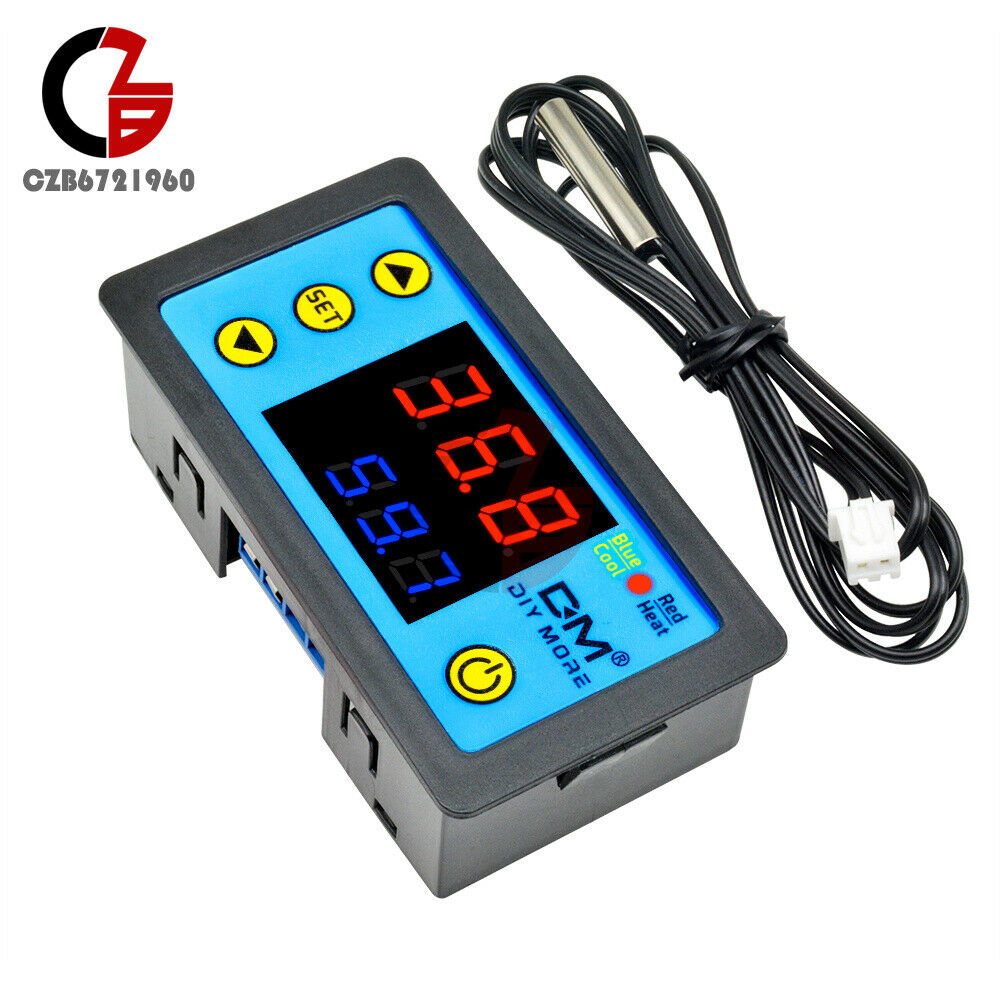 W3231 DC24V Dual Display LCD Red+Blue Digital Thermostat Temperature Controller