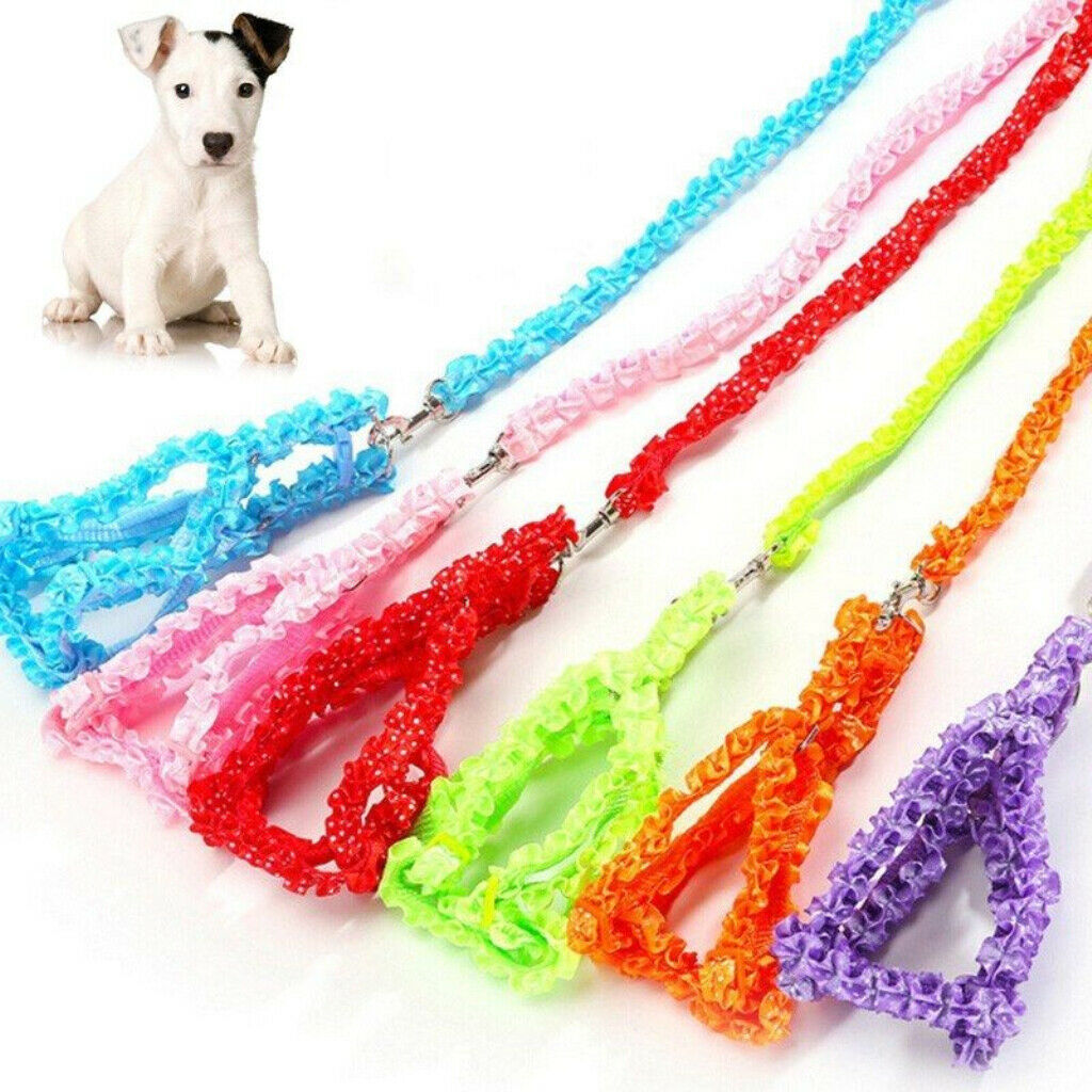 Adjustable Pet Dog Belt Nylon Lead Leash Collar Harness Safety Strap Red