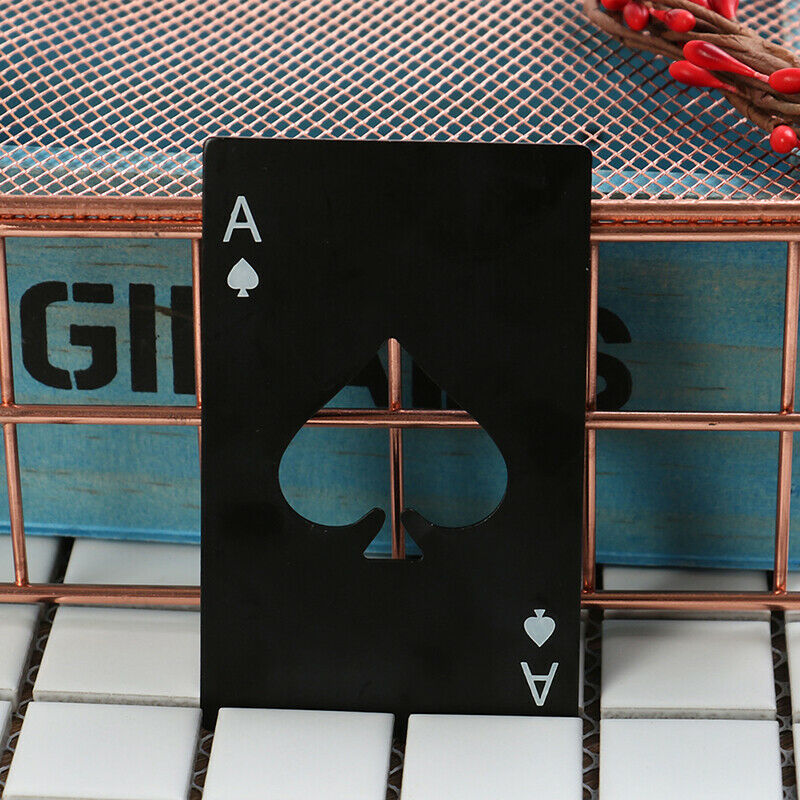 Beer Bottle Opener Black Poker Card Personalized Stainless Steel of Spades BBDA