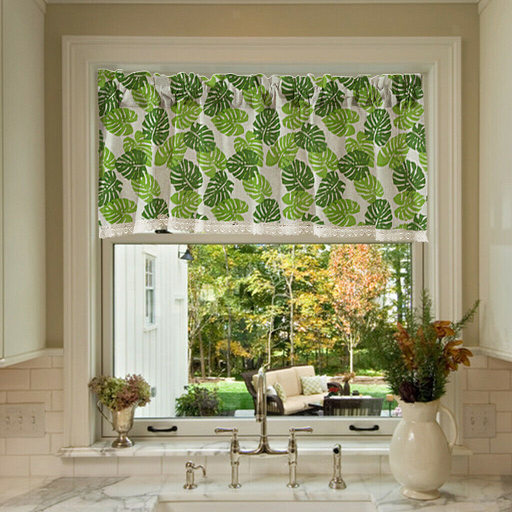 Cafe Window Curtain Semi-Sheer Kitchen Curtain Tier Green - 130x41cm