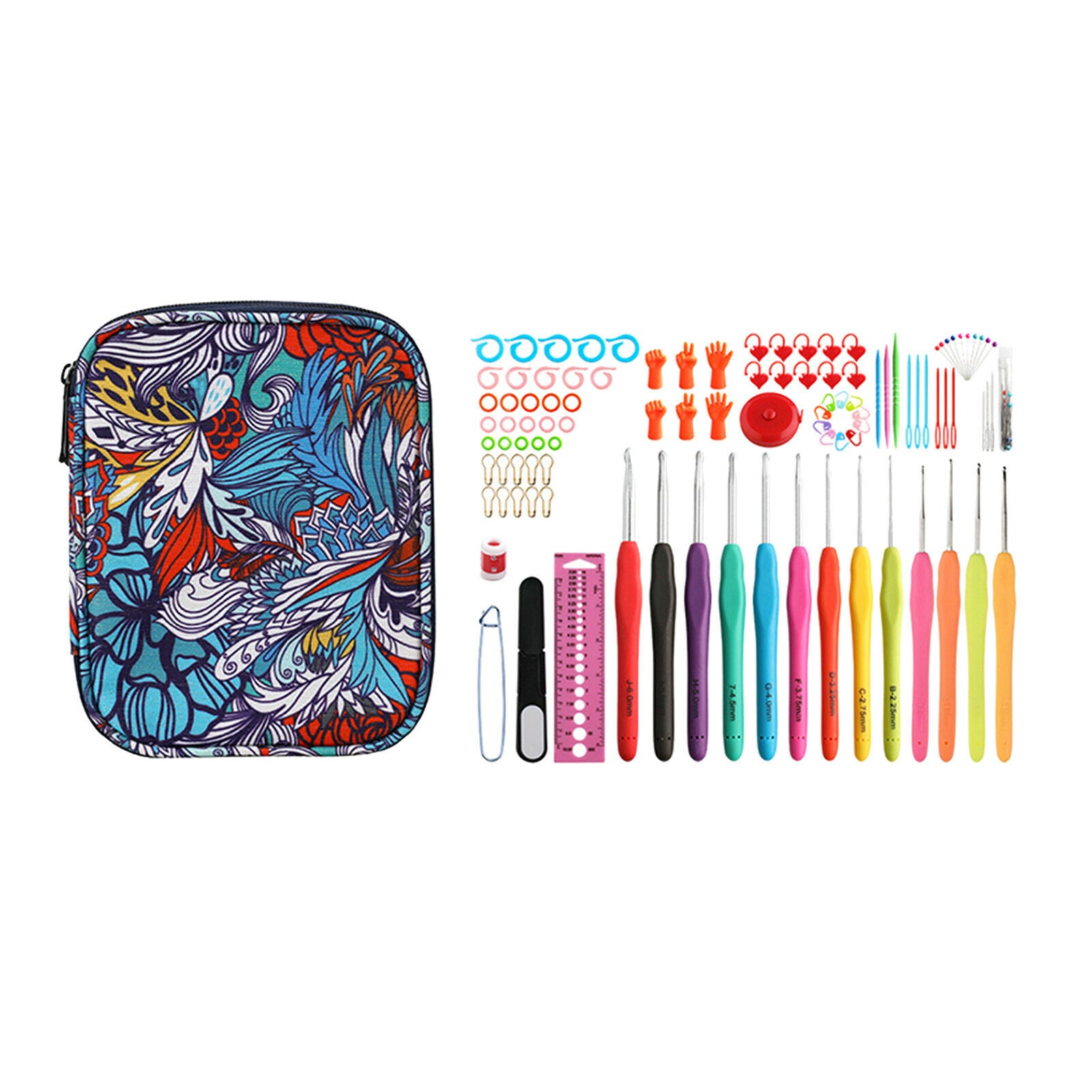 102PCS Crochet Hooks Kit with Case Set Sewing Project Knitting Needles Tools