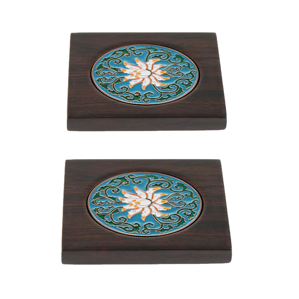 2 Pieces Wood Coaster Saucer Wood Drinks Coffee Cup Mat Pad Tea Cup Placemat