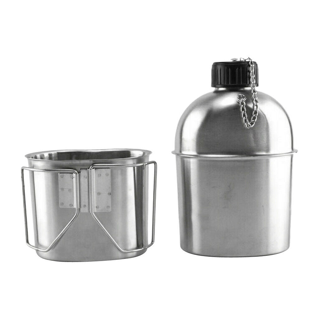 Stainless Steel Canteen Cup Set Outdoor Camping Kettle for Hiking
