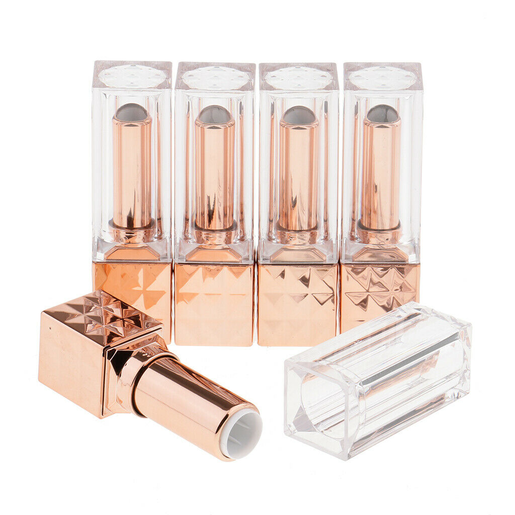 Pack of 5 Diamond Pattern DIY Lipstick Tubes Containers with Clear   Set