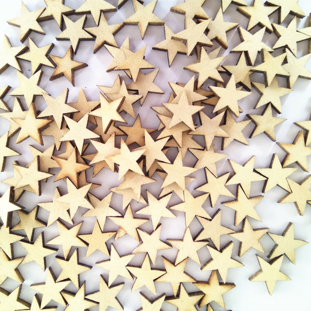Lot of 150pcs MDF Cut Wooden Crafts Wood Stars Pieces DIY Scrapbooking
