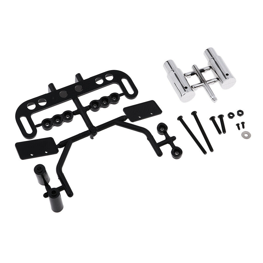 1/10 RC Racing Drift Car Accessories - Double Tip Pipes with License Bracket
