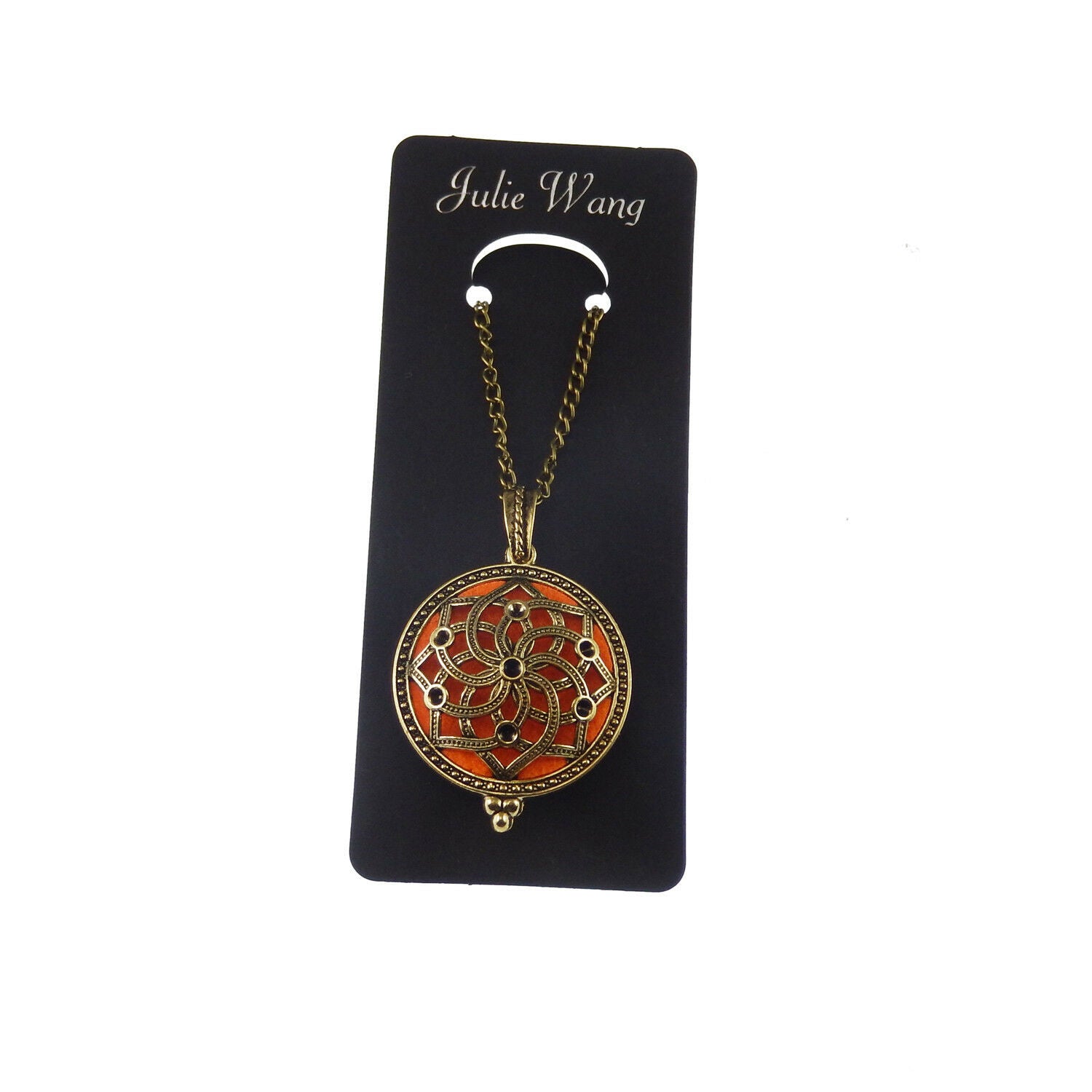 2-pack Bronze Color Floral Locket with Aromatherapy Pad Necklace Pendant Jewelry