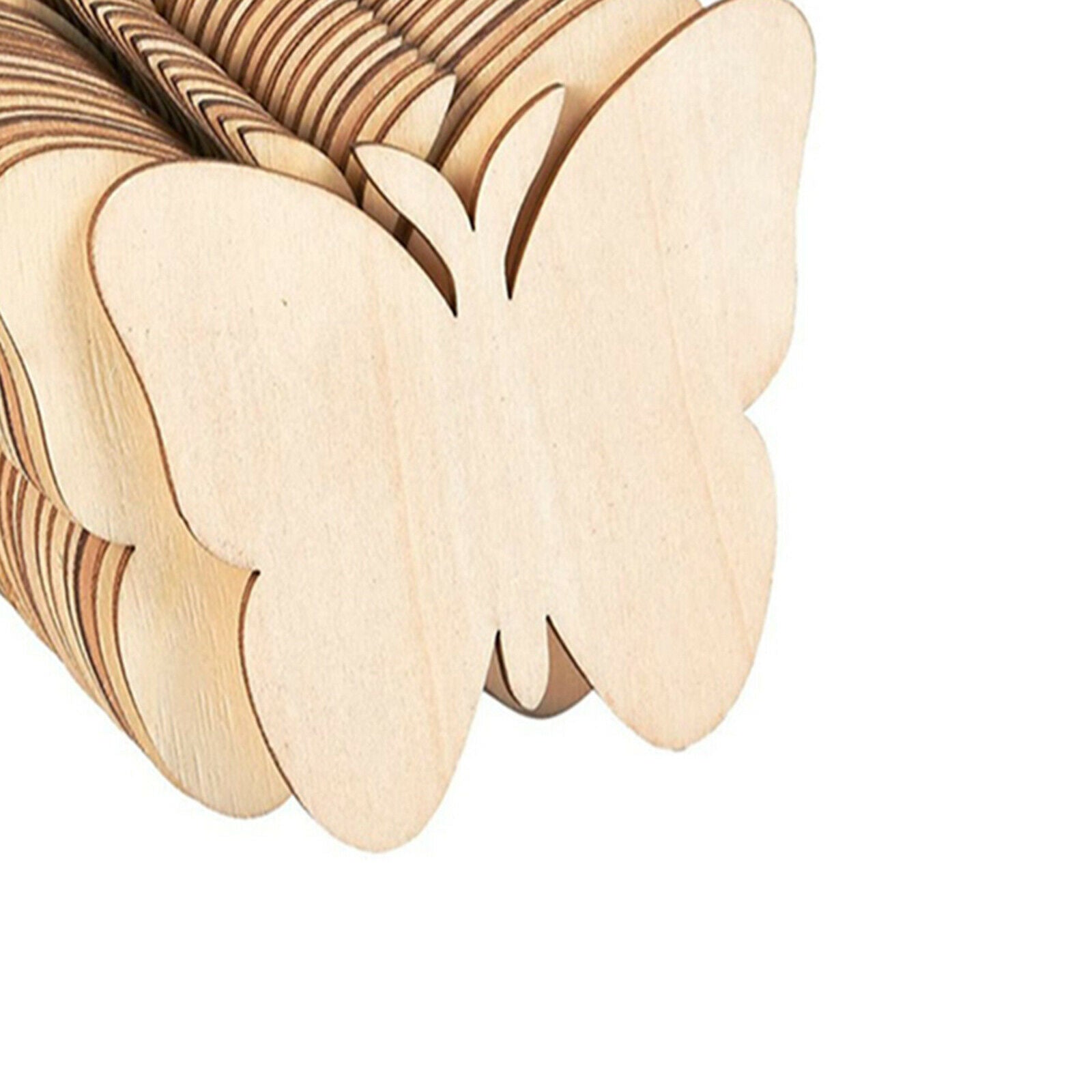 40x Unfinished Wooden Butterfly Pieces Blank Cutout Wooden Slices DIY Crafts
