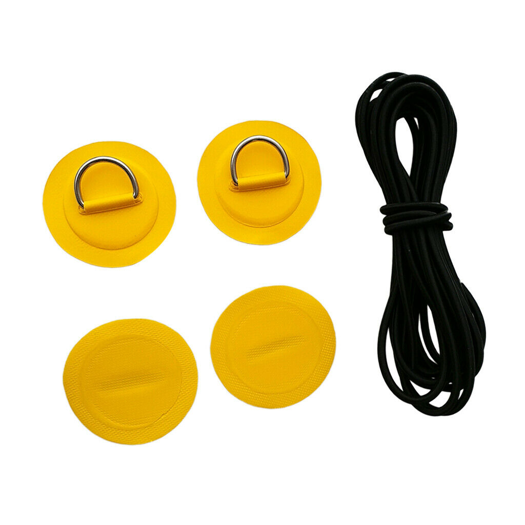 4Pcs Inflatable Boat Dinghy Kayak Canoe D- Patch Pad with Shock Bungee Cord