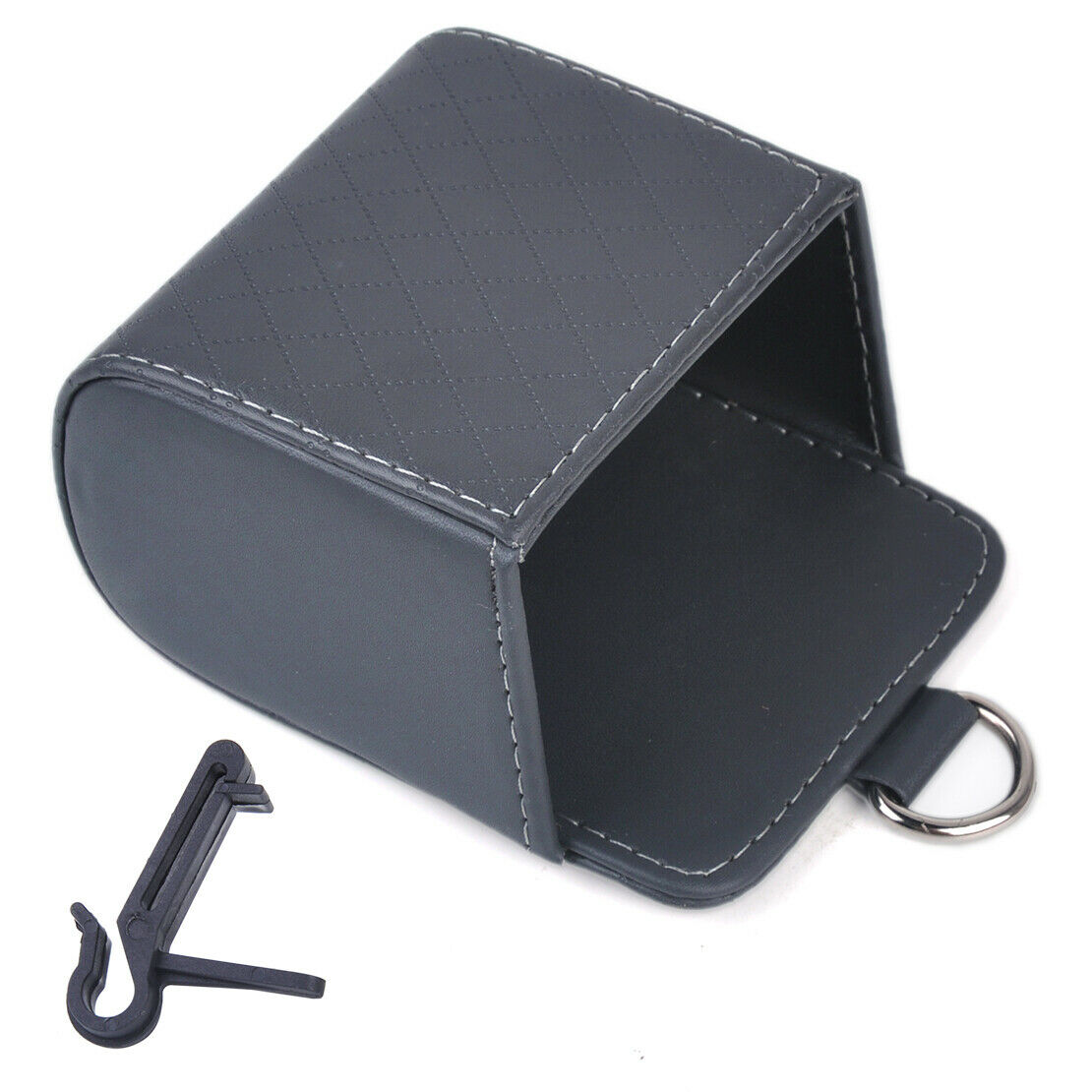 Grey Car Auto PU Leather Air Vent Storage Box Organizer Phone Key Case Holder An