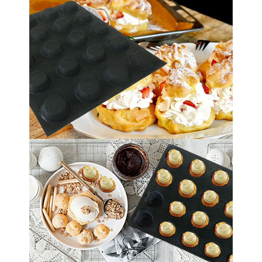 Silicone Hamburger Forms Peforated Bakery Bun Bread Mould Baking Tray 20 Cup