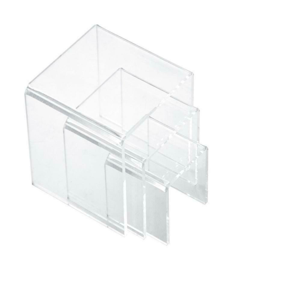 Set of 3Pcs Clear Acrylic Display Riser Stand Jewelry Gifts Showcase