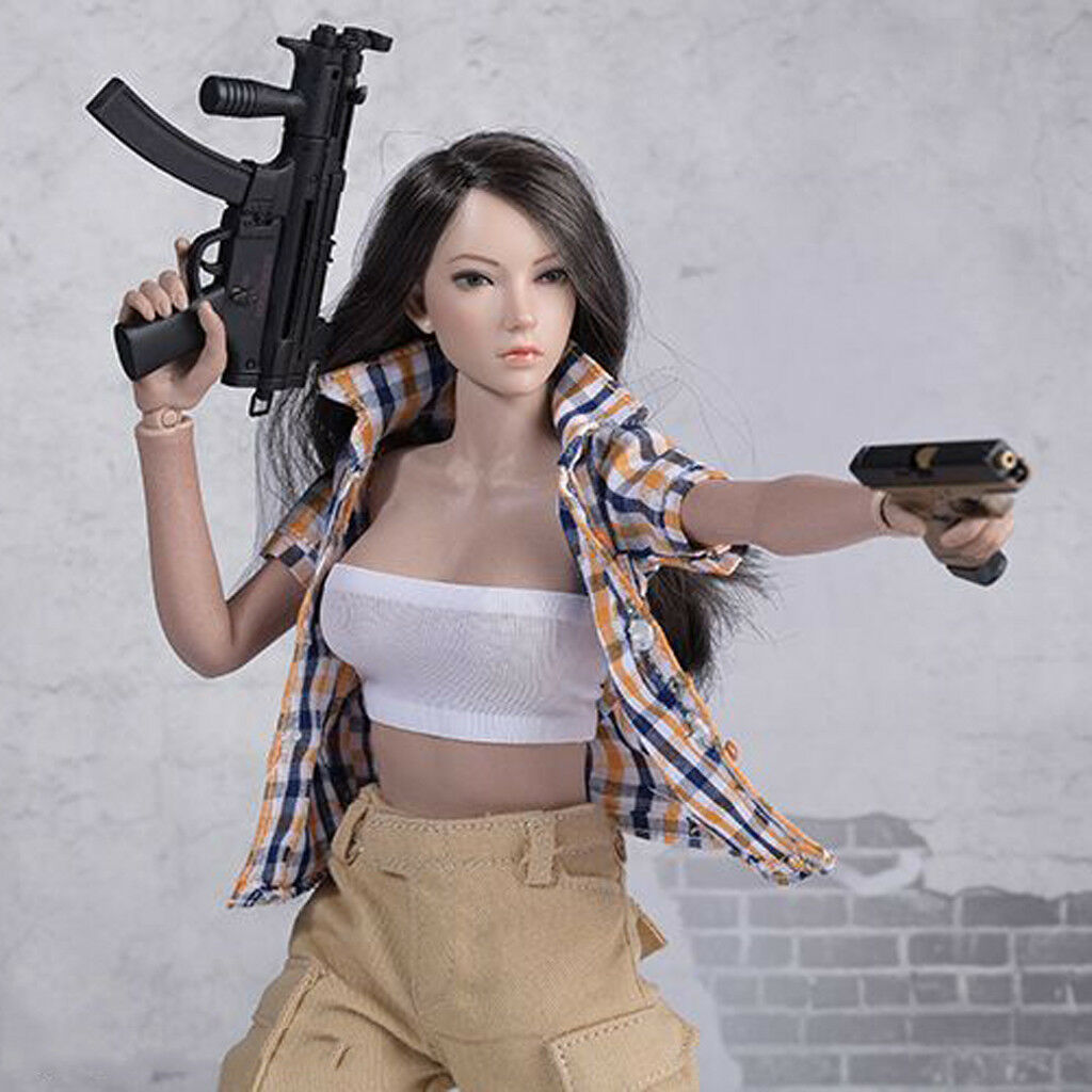 1/6 Scale Yellow Plaid Shirt Top Pants Set for 12"   Phicen Female