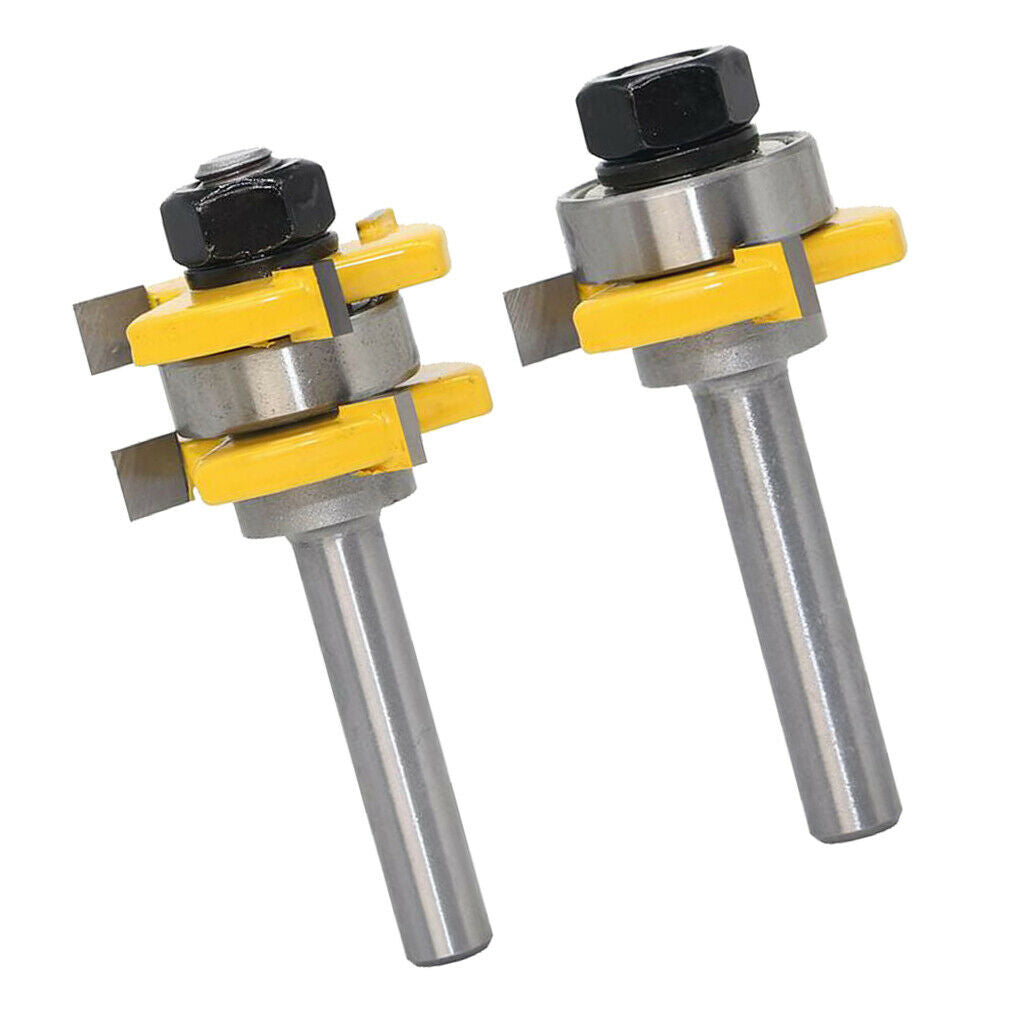 2pc 1/4" Tooth 3 Wing Tongue and Groove Router Bit 3/4" Stock 5/16" Shank