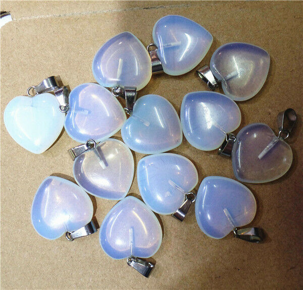 100Pcs 20x20x7mm Wholesale White Opal Love Heart Pendant Bead Accessories HH8305