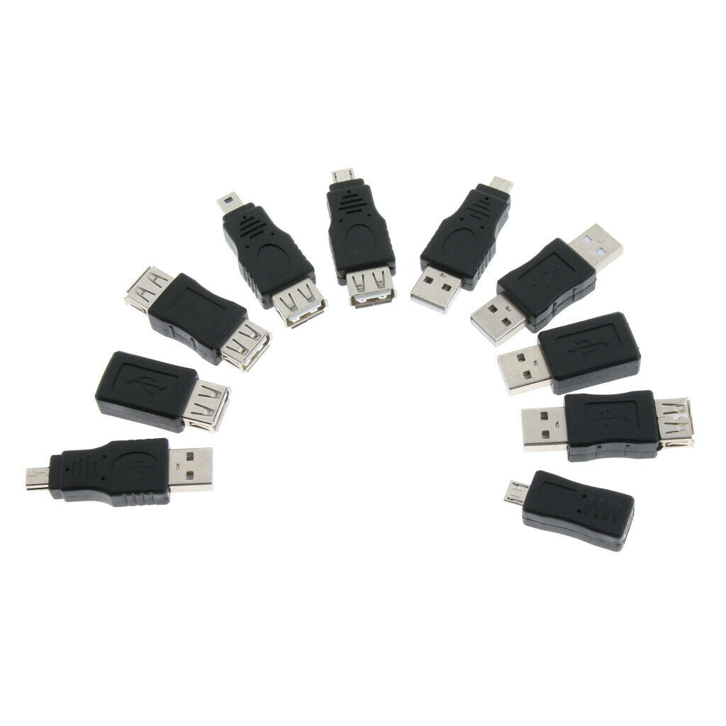 10Pieces OTG 5 Pin F/M Charging Adapter Converter USB Male To Female Micro USB