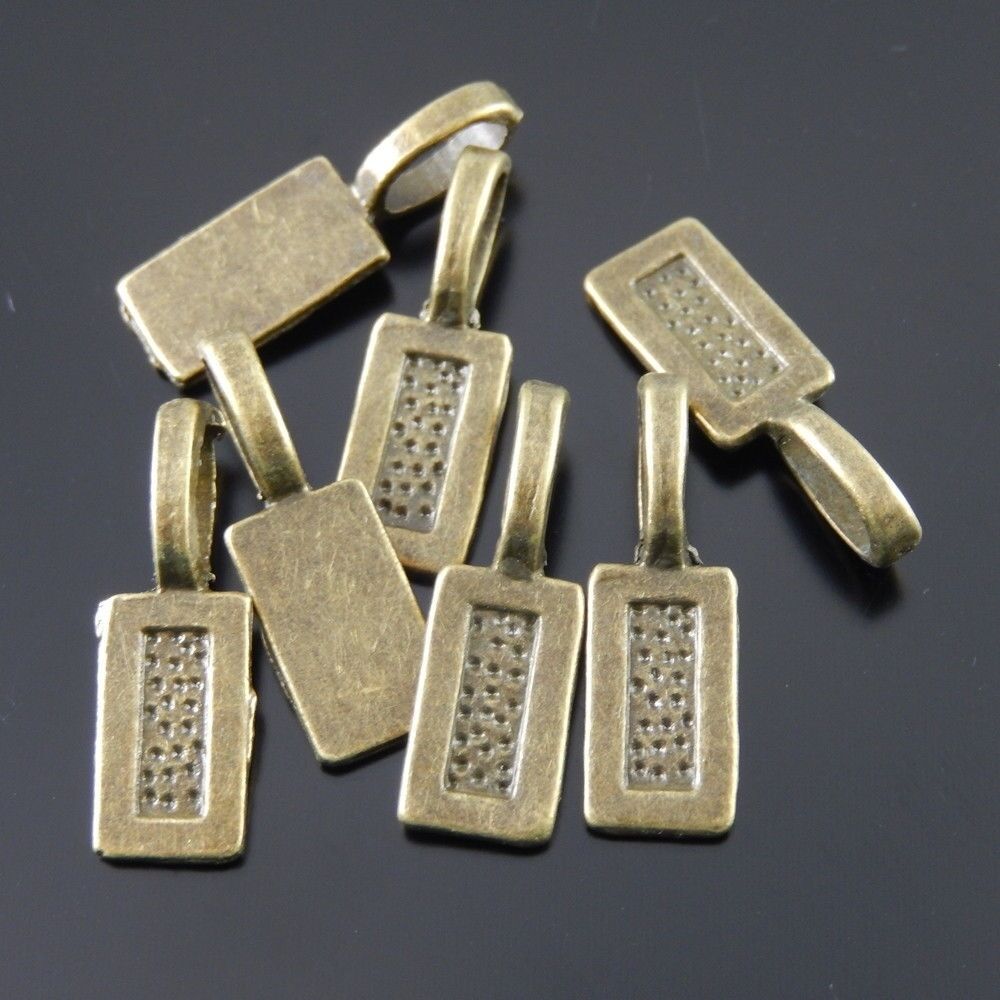 40 pcs Antiqued Bronze Rectangle Glue On Bails Earring Pendant Jewellery Making