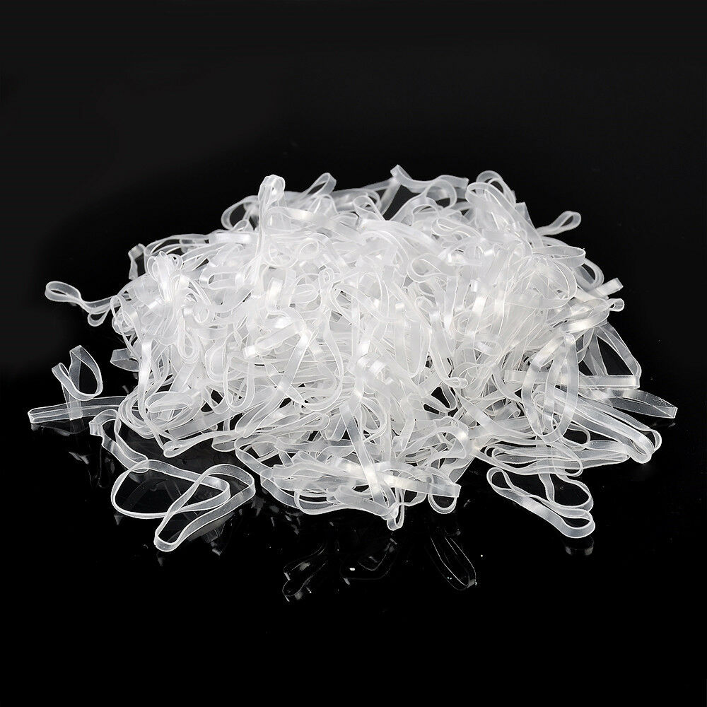 500X Girl's Mini Small Clear Rubber Hair Elastic Braids Plaits Braiding Band Lot