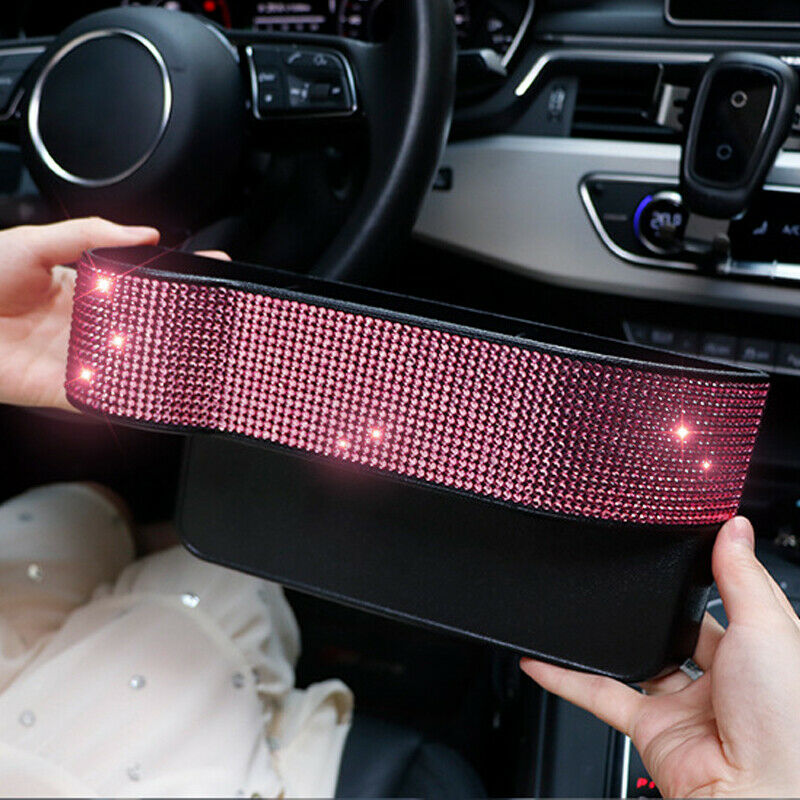 2X Car Seat Side Organizer Shine Diamond Storage Box SUV Multi Pocket Cup Holder