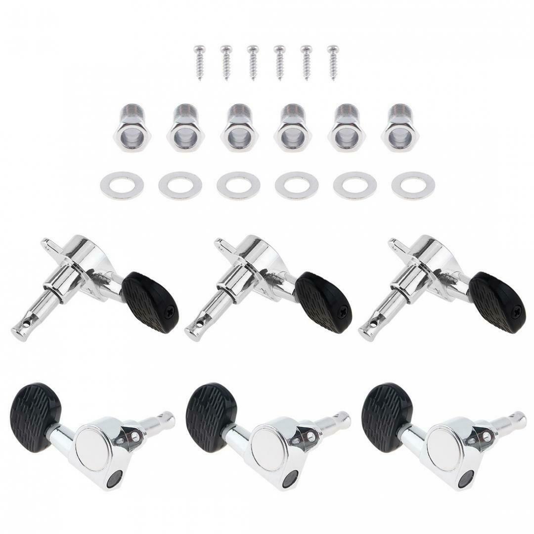 6pcs Acoustic Guitar Tuning Pegs Black Wood Grain Semicircle Heads Tuners 40 41