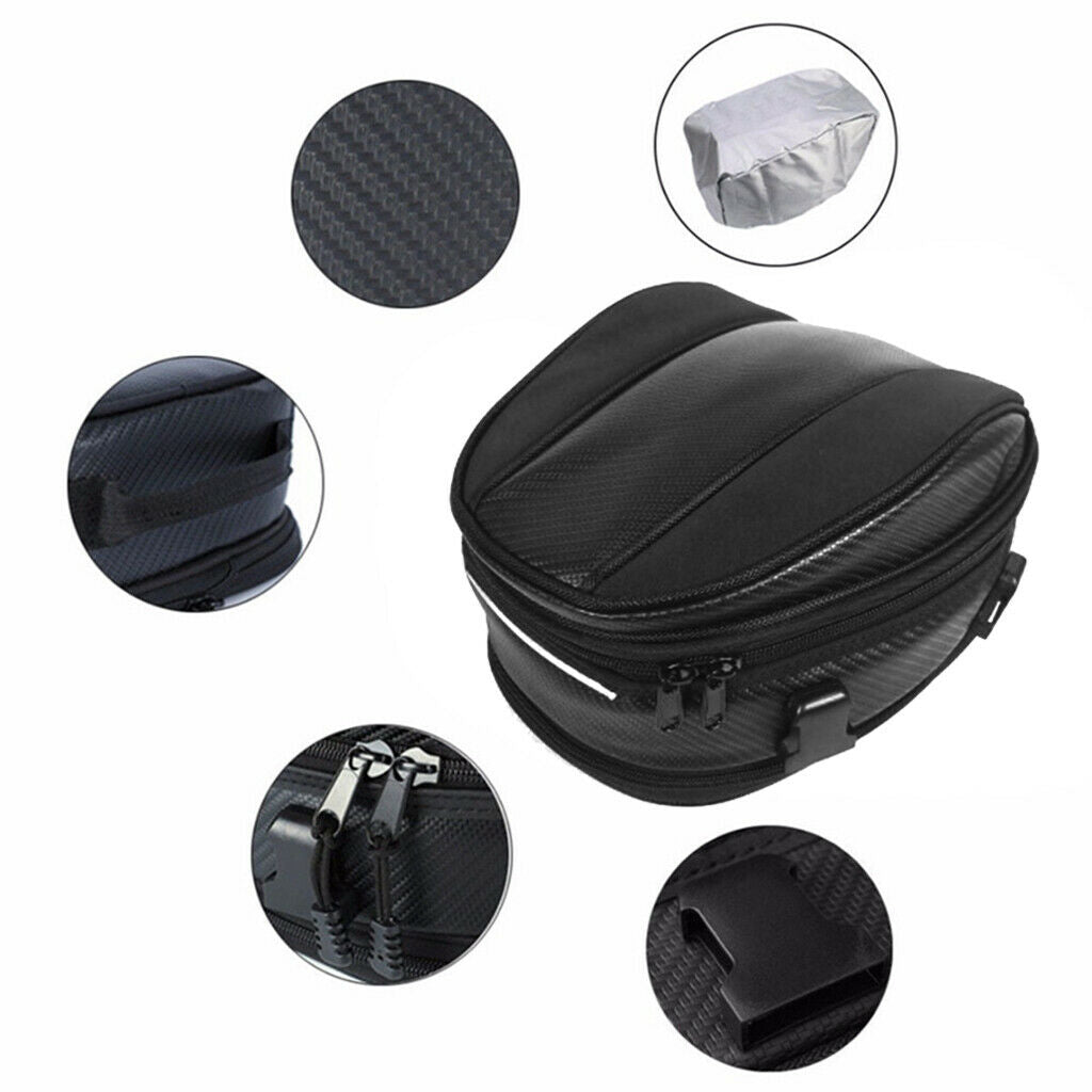 Motorbike Motorcycle Tail Seat Bag Saddle Bags Waterproof Luggage Bag Black
