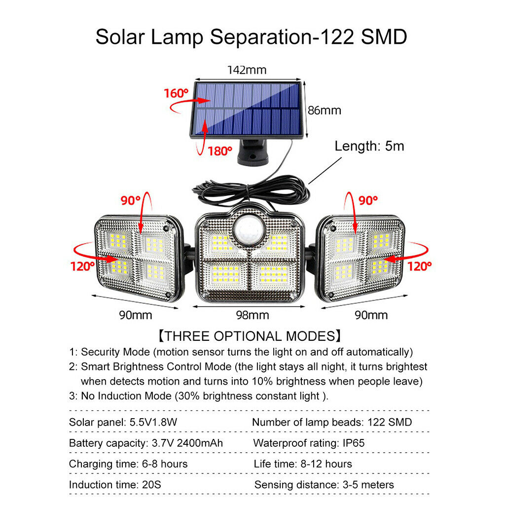 LED Solar Light Street Lamp Motion Sensor Remote Control Outdoor Garden Yard