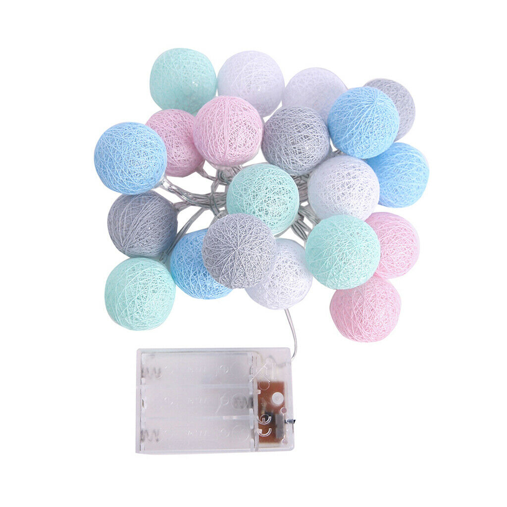20 Cotton Balls String Fairy Mood Night Light Christmas Party Decor