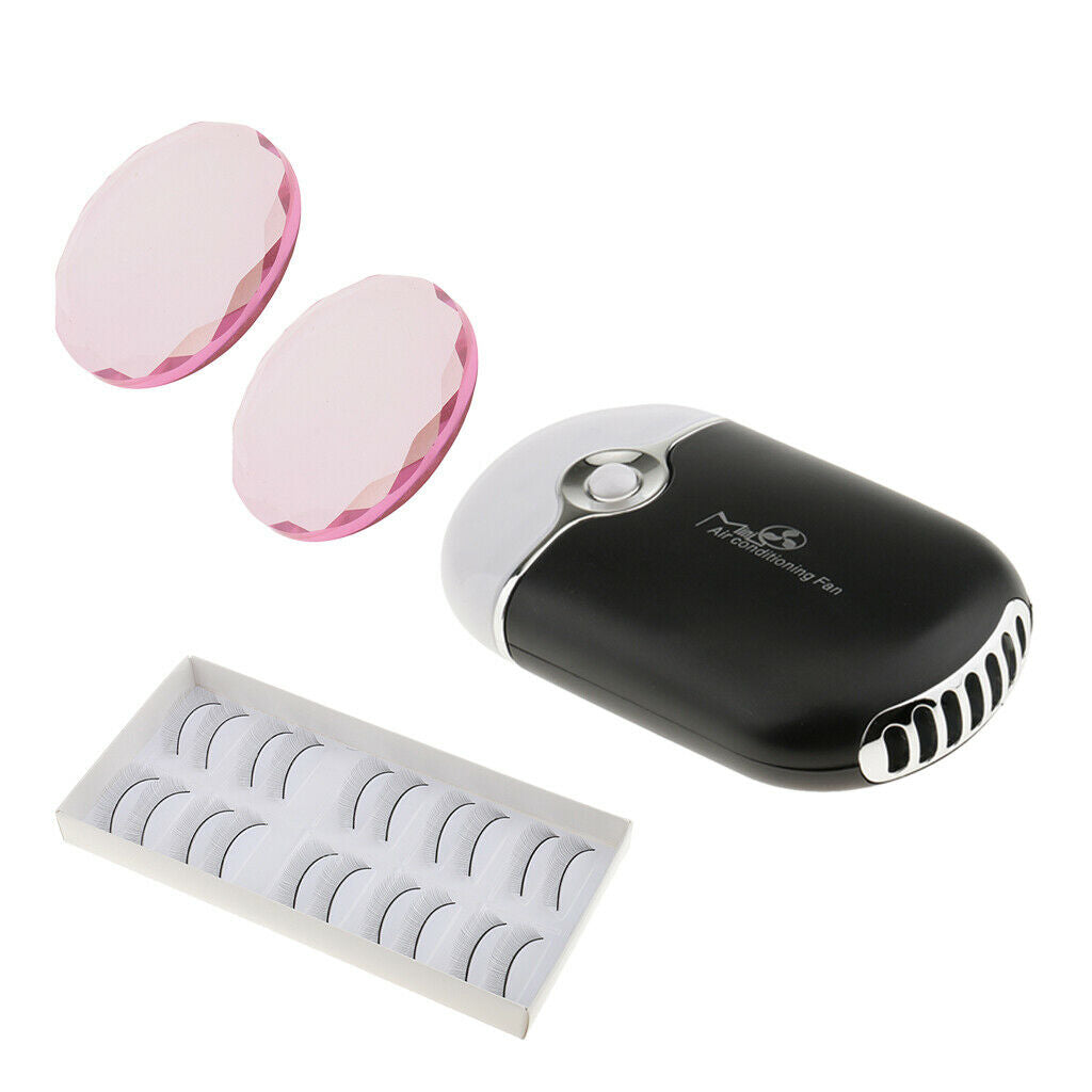 10x False Lashes+Mini USB Lash Glue Dryer Fan+2x Lash Pallets Eyelash Tools