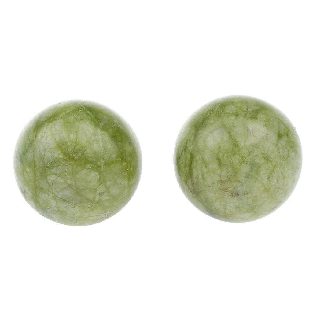 2pcs Natural Jade Stone Chinese Hand Palm Wrist Exercise Massage Ball for Deep