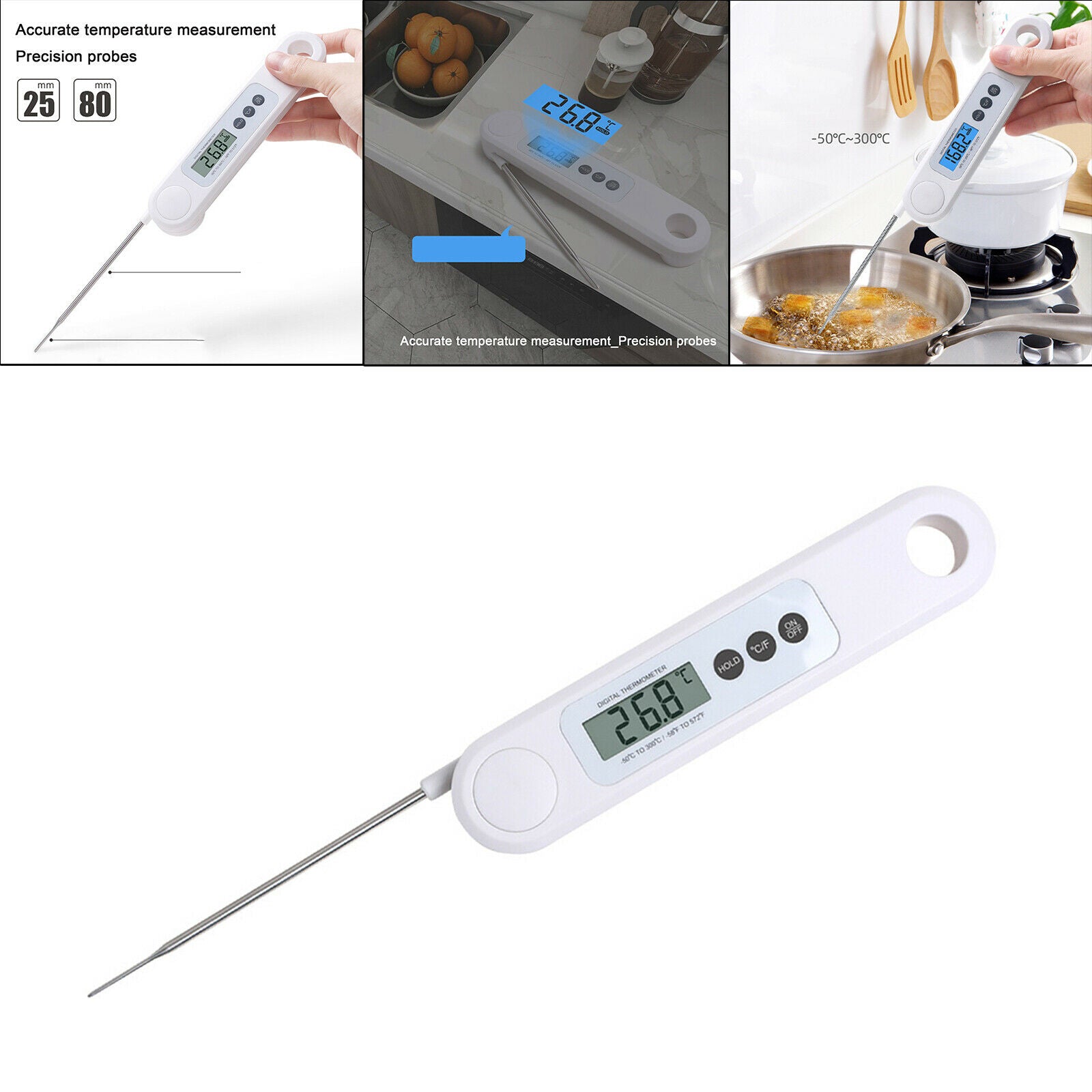 Instant Read Digital Food Thermometer Folding Probe Cooking Meat Milk Tool