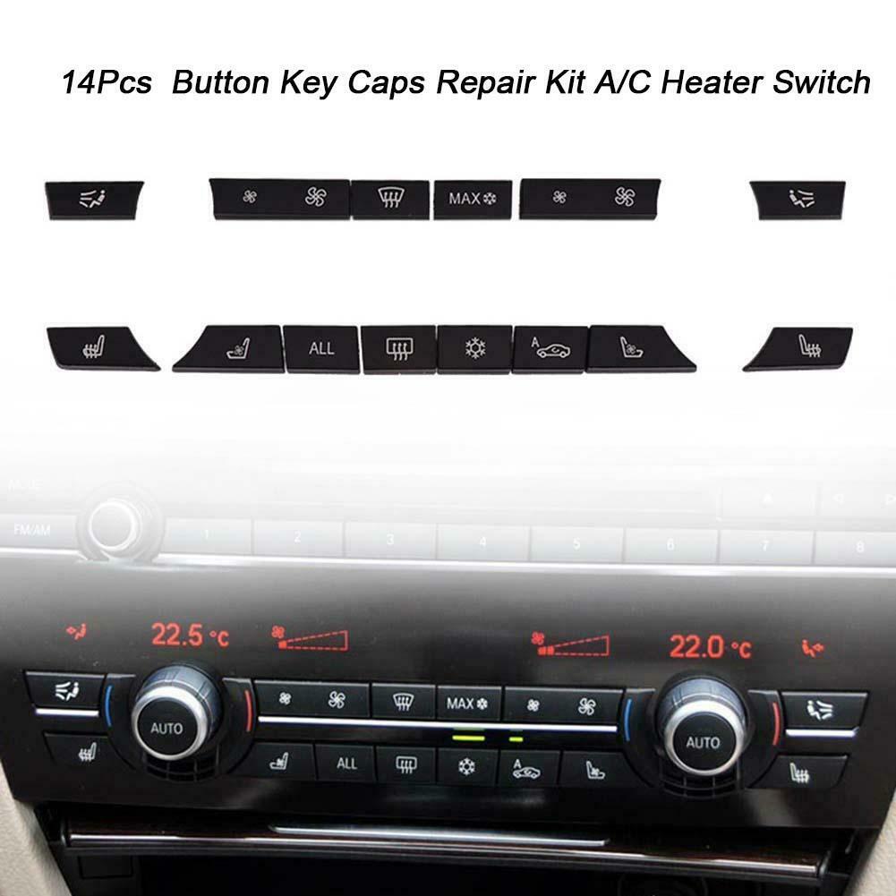 14pcs Button Key Caps Repair Kit A/C Heater Switch for BMW 5/6/7 Series