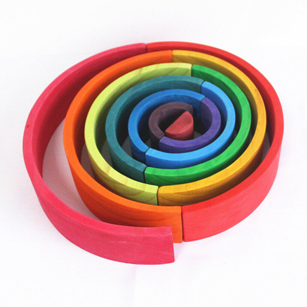 12Pcs Montessori Toys Rainbow Stacking Blocks Building Educational Toys Game