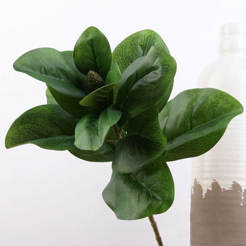 Long Stem Magnolia Leaf Artificial Green Plants Wedding Home Floral Decor DIY