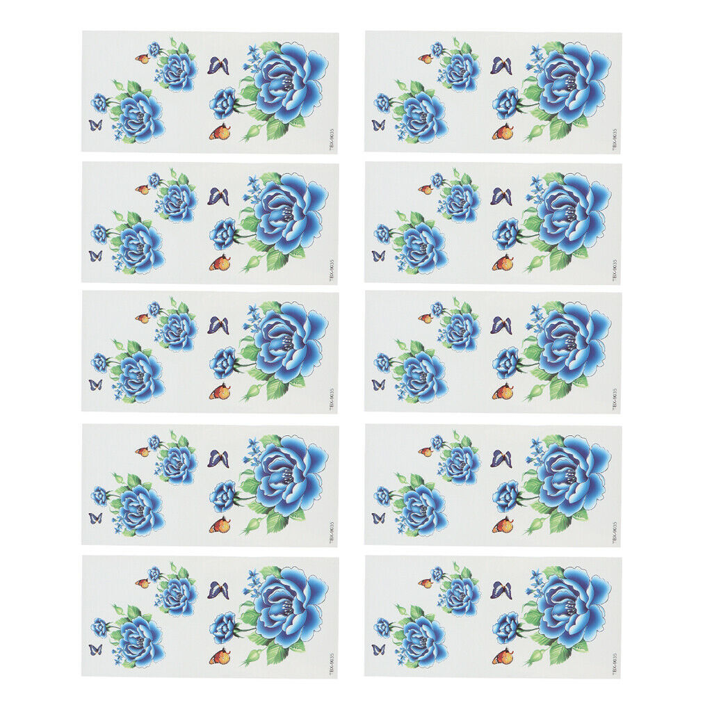 Pack of 10 Sheets Party Waterproof Flower Temporary Tattoo Stickers TBX-035