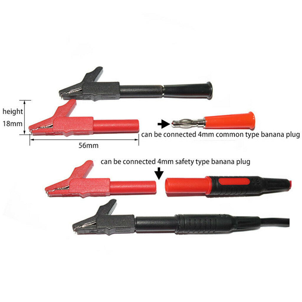 5Pcs Copper Alligator Clip To 4mm Banana Jack Test Probes Insulate Clamp