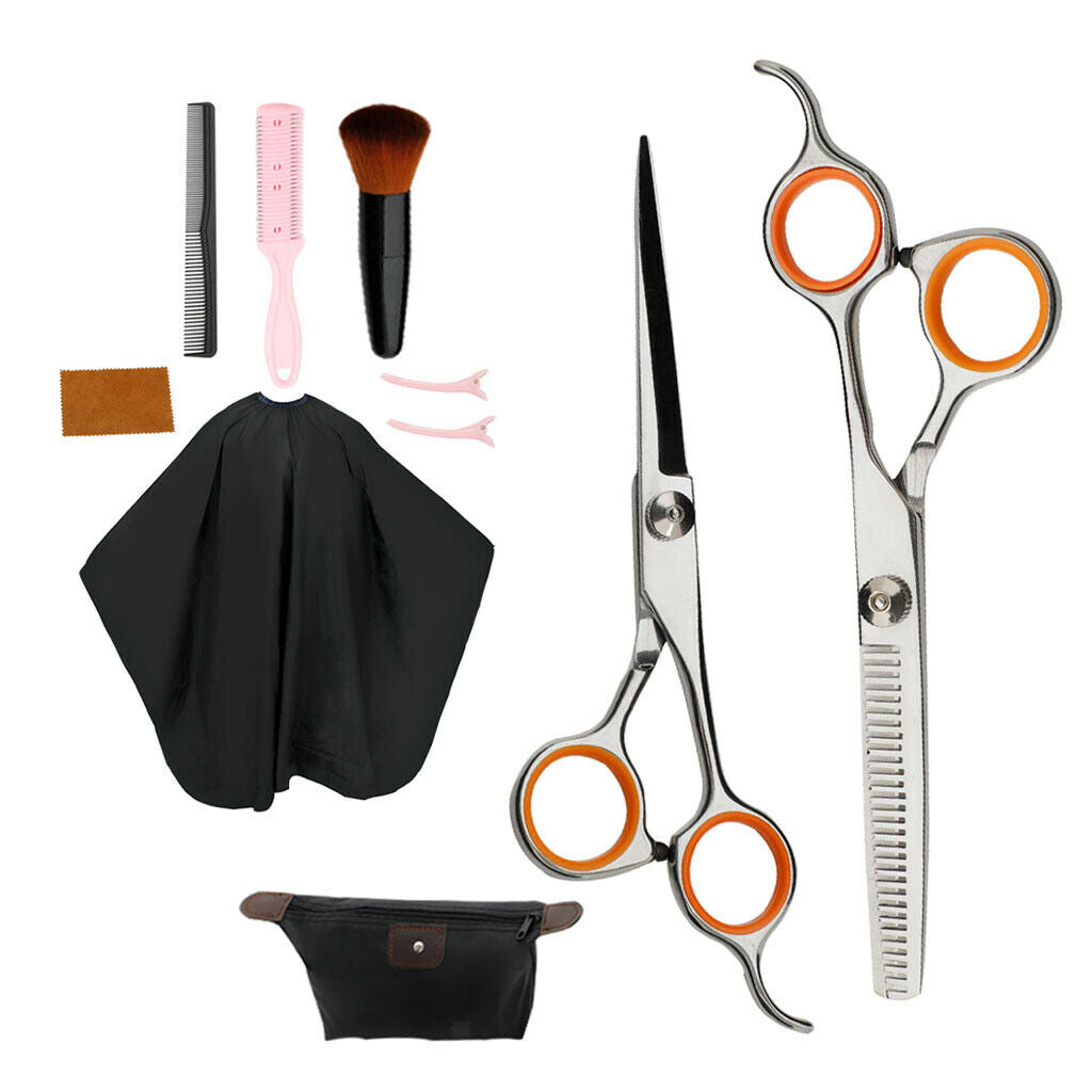 Hair Cutting Hairdressing Scissors Kit with Accessories Comb Cape Clips A