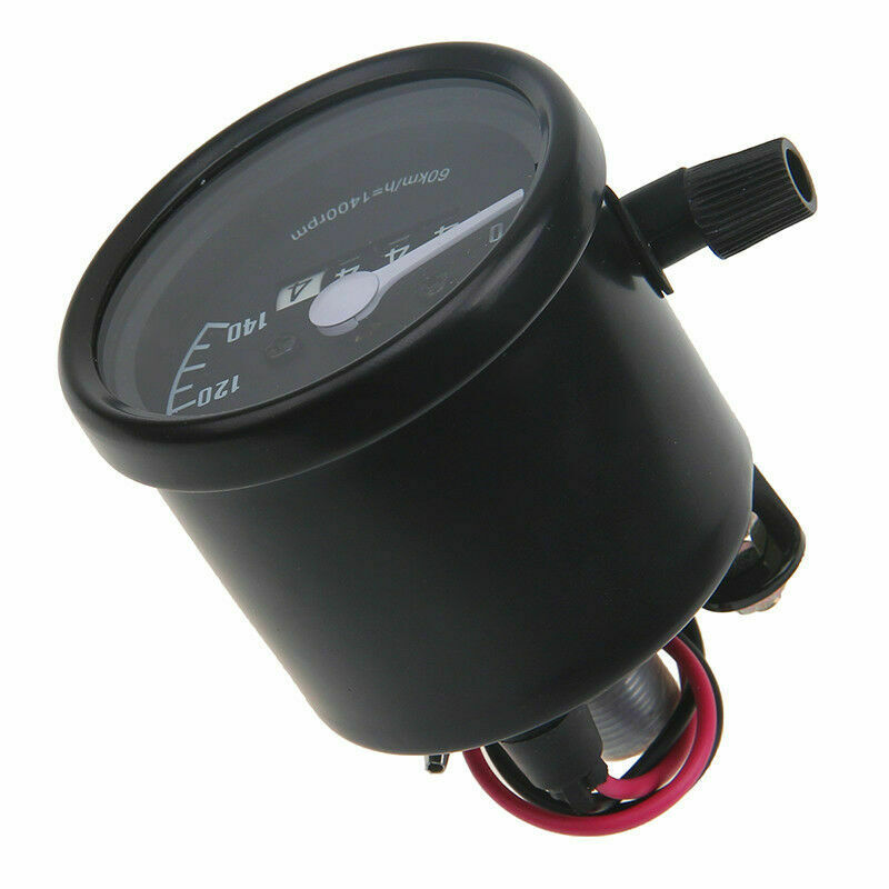 Black LED Dual Gauge Odometer Speedometer KMH For Cafe Racer Motorcycle