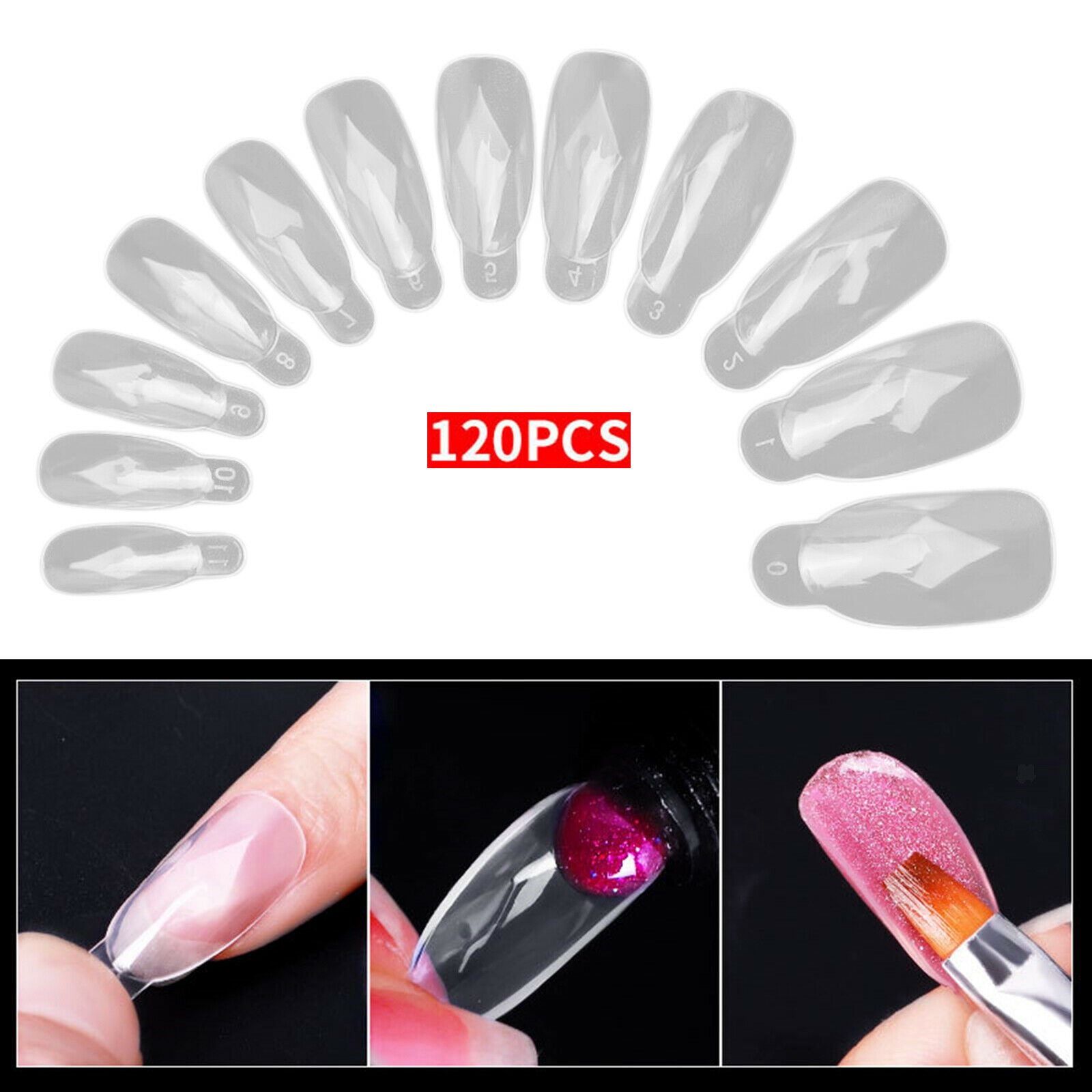 120pcs Fingernail Tips Diamond Shape UV Gel Manicure For Home Use Salon