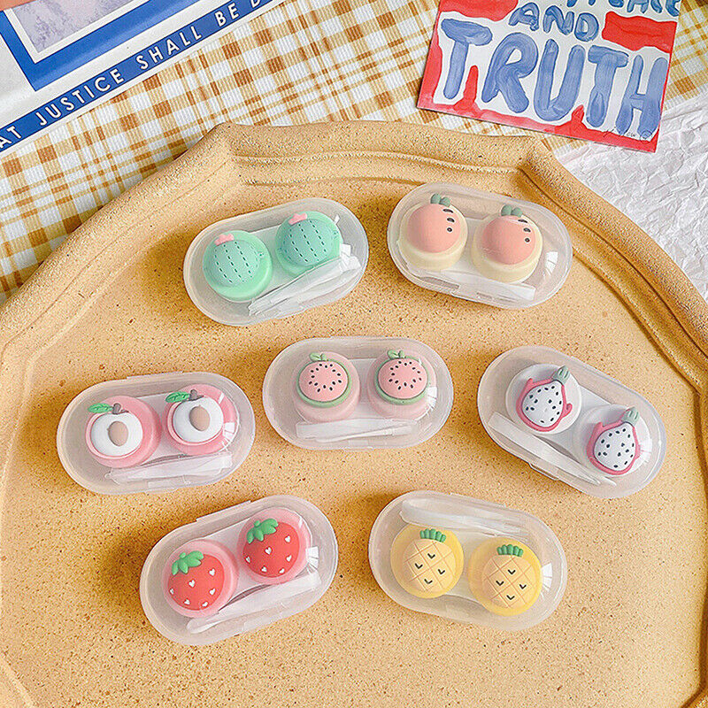 Women Color Contact Lenses Case Cute Strawberry Carrot Watermelon Peach CactBDA