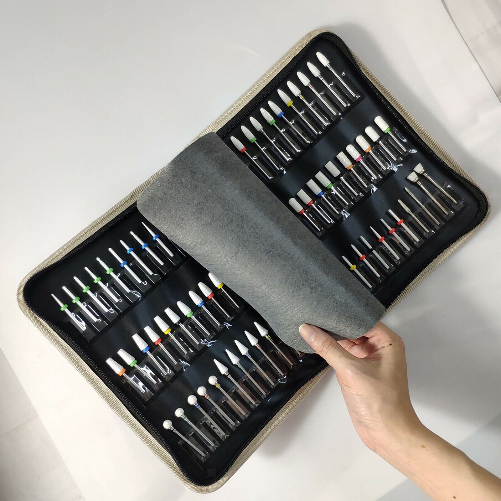 72 Slots Manicure Nail Art Drill Bits Holder Storage Case Easy Carry
